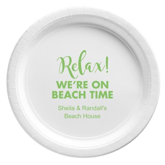 Relax We're on Beach Time Paper Plates